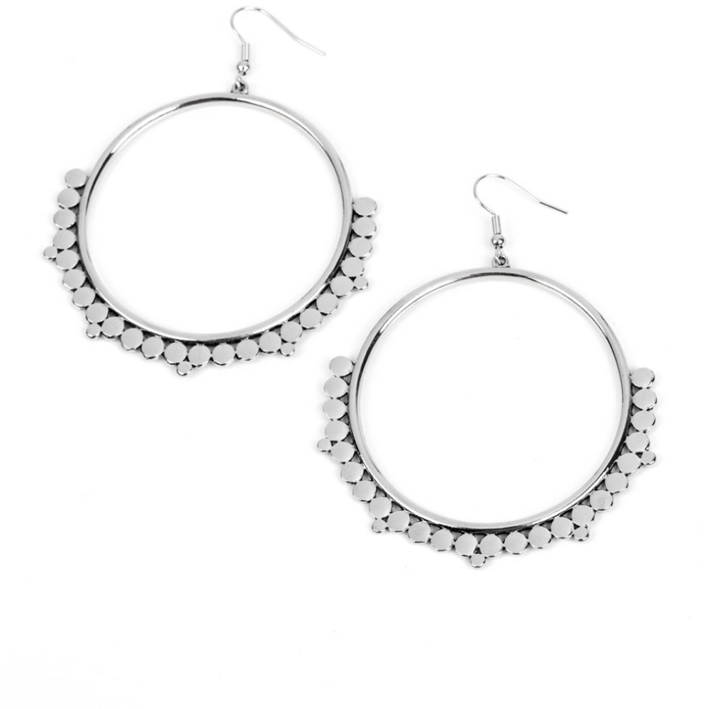 Silver Hoop Earrings with Beaded Design Ultra Untamable - Disc Circle Fashion